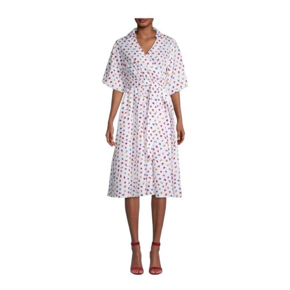 Tahari Floral Balloon Sleeve Midi Dress Size Large - Picture 1 of 11